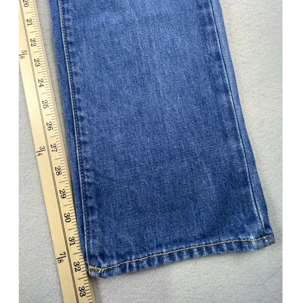 True Religion Jeans Mens 32 Blue Billy Straight Distressed Button Fly Made USA